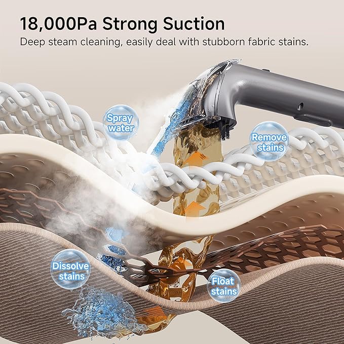 Uwant Portable Carpet Cleaner with Steam& Hot Water 18Kpa Upholstery Cleaner Machine for Pets with Cleaning Tools& Solution Carpet Steam Cleaner for set of 1 Cars,Couch,Furniture