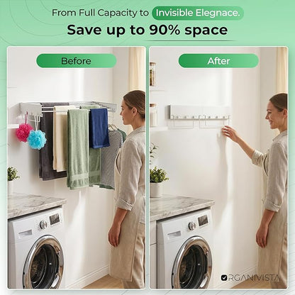 Wall Mount Clothes Drying Rack 28", Heavy Duty Foldable Design, Space Saving Laundry Solution For Small Spaces, Apartments & Homes, Wall Mounted Drying Racks For Laundry, Clothing Rack Wall Mount
