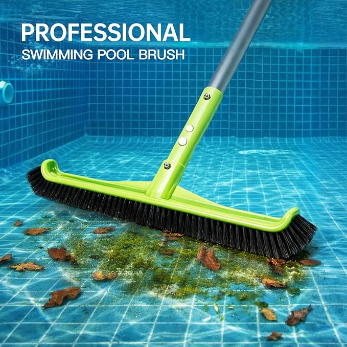 Pool Brush Head, Scrub Brush with Premium Nylon Bristles,Curved Ends High-Efficiency Pool Broom/Pool Brushes for Cleaning Inground/Above Ground,Swimming Pool, Walls, Bathtubs, Tiles & Floors(Green)