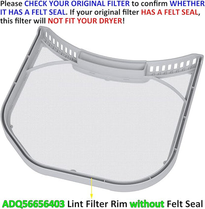 ADQ56656403 Lint Filter Replacement for LG Dryers and WashTowers, Rim without Felt Seal, Ultra Durable Lint Screen Trap with Dryer Vent Lint Brush