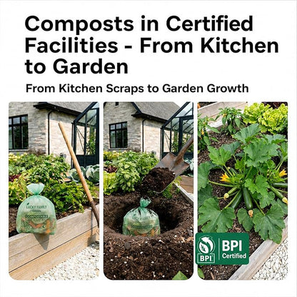 Compostable Trash Bags for Kitchen Compost Bins – 2.6 Gallon Compost Bags for Countertop Bin, Green Compostable Bags, BPI Certified ASTM D6400, Leak-Resistant Food Waste Bags (50 Count)