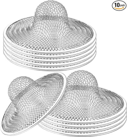 10pcs Mesh Sink Strainer, 2.75" Top/1" Stainless Steel Slop Basket Filter Trap, Metal Kitchen Drain Strainer, Hair Basket Drain - Fits Most Kitchen Sinks, Bathroom Sinks,Shower Drains,Floor Drain
