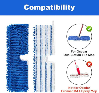 Mop Heads Replacements for O-Cedar Hardwood Floor 'N More Microfiber Flip Mop, 2 Pack Dust Mop Replacement Heads for Ocedar Flip Mop, Reusable Refill Double-Sided Mop Head for O Cedar Mop