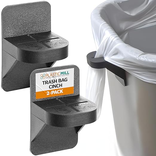 PlasticMill Trash Bags Cinch Black, 2 Pack, To Hold Garbage Bags In Place.May not be compatible with some Garbage Can drawers or compacters.