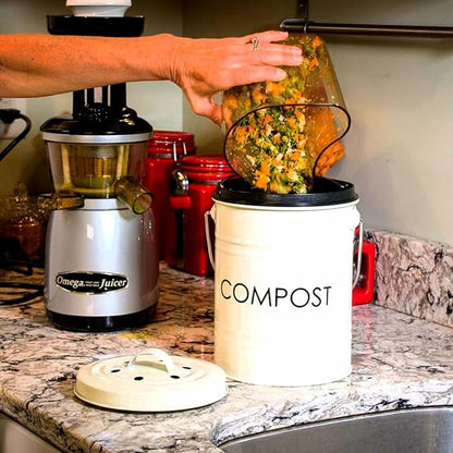 Kitchen Compost Bin (0.8 Gallon) - Rust Proof and Leak Proof Countertop Compost Bucket with Lid, No Smells Organic Waste Bin for Rustic Country and Farmhouse Style Kitchens