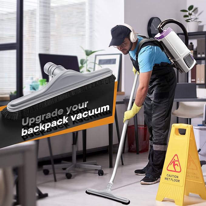 Replacement Floor Tool Compatible with ProTeam 101446 E-Z Glide Backpack Vacuum,Compatible with Hoover C2401, 14" Multi-Surface Brush for Commercial Cleaner(Nylon Brush Pro,Gray)