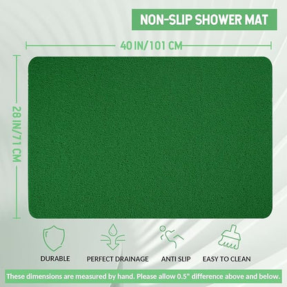 Hargiis Non-Slip Bathtub Mat, Anti Slip Shower Mat, Fast Drying Bathtub Mats, Foot Scrubber Mat, Anti Slip Mat for Tub, Floor, Bathroom, Kitchen, Home, Hotel (Dark Green 40"×28")