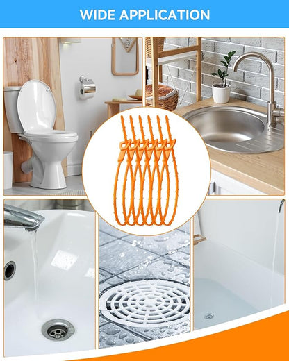 6 Pack Drain Clog Remover - Flexible Drain Snake for Effective Cleaning Hair and Debris in Sink or Bathtub, 20 Inch