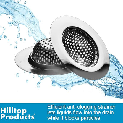 2 Pack - 2.75" Top / 1.5" Basket- Stainless Steel Bathtub Drain Strainer Cover Shower Hair Drain Catcher Sink Strainer Filter Basket for Bathroom