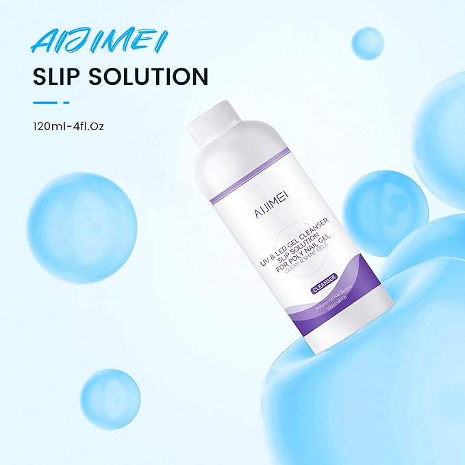 Uv&Led Gel Cleanser Slip Solution for Poly Nail Gel 120ml & Nail Brush Cleaning Solution for Fast Cleaning Acrylic Nail Brush Cleaner Nail Art Paint Brushes Cleaner