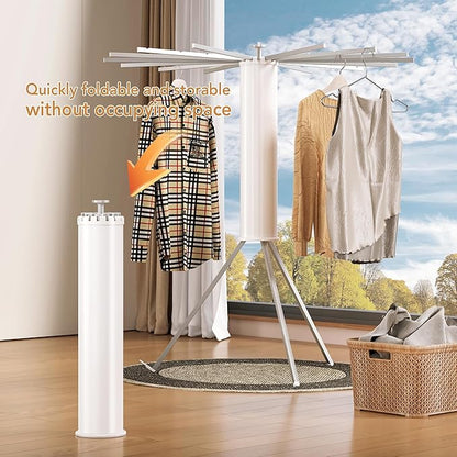 HEILAIYI Tripod Clothes Drying Rack,Space Saving Laundry Drying Rack,Drying Rack Clothing Foldable,Clothes Dryer Rack,Folding Cloth Rack for Laundry,16 Aluminium Poles