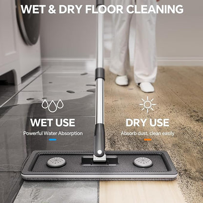 Compact Floor Mop and Bucket - Flat Mop and Bucket with Wringer Set Hands Free | Wet Dry Mop for Apartment, Tiny Home, RV, Windows, Wall (Compact Mop Bucket System Set (4 Pads))