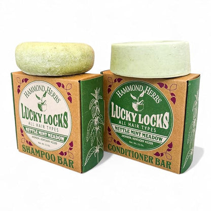 Lucky Locks | Pick Your Scent | Natural Shampoo & Conditioner Bar Set | Zero Waste Hair Care | Sulfate Free (Nettle Mint Meadow)