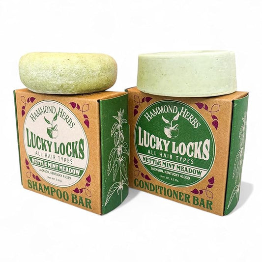 Lucky Locks | Pick Your Scent | Natural Shampoo & Conditioner Bar Set | Zero Waste Hair Care | Sulfate Free (Nettle Mint Meadow)