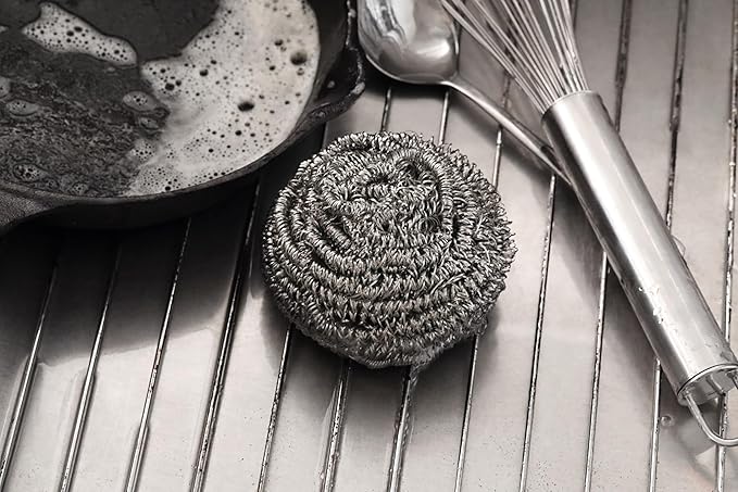 New Star Foodservice Extra Large (50 Grams) Stainless Steel Sponges Scrubbers, Set of 12