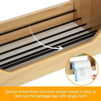 ZIFTY 2-in-1 Trash Bag Dispenser Grocery Holder, Wall Mount Garbage Bag Dispenser Space-Saving and Large Storage Capacity, Bamboo Roll Plastic Case Organizer for Home Kitchen Laundry Pantry