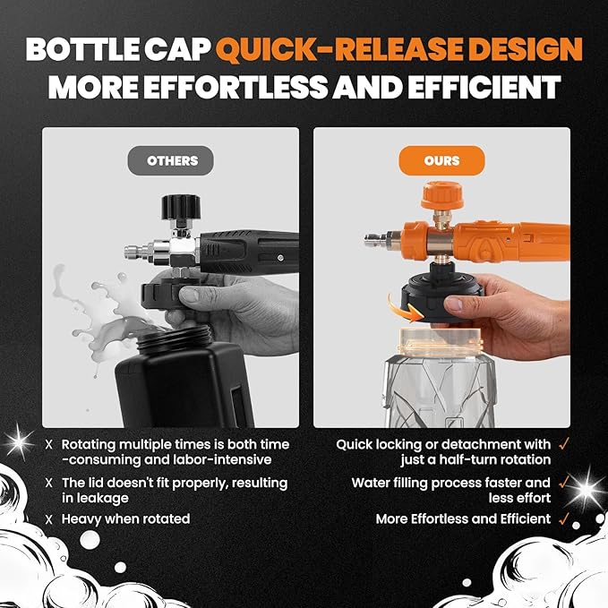 maXpeedingrods Foam Cannon for Pressure Washer, Wide Mouth Quick Release Car Wash Foam Gun with Adjustable Soap Cannon, Thick Snow Foam, 1/4'' Quick Connector, with 2 Orifice Nozzle (Transparent)