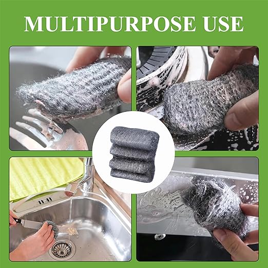 Steel Wool Grade # 0 - Fine Grade - 16 Pads Multi-use for Cleaning, Scouring, Kitchen, Bathroom, Multi-Purpose (#0-16 Pads)