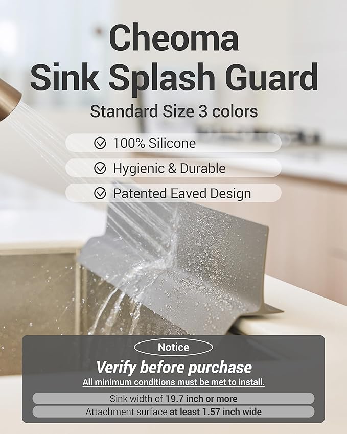 DEARCUS Kitchen Sink Splash Guard 19.7 inches - Soft Silicone Water Shield, Strong Suction Non-Slip, Dishwasher Safe and Easy-to-Clean for Mess-Free Cooking and Dishwashing (Deep Green)