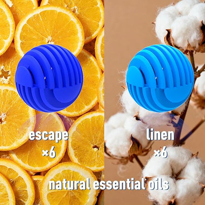 Xcleen Sneaker Deodorizer Balls 12 Pack, Linen and Escape Scent, Odor Eliminator Balls for Closet Car Gym Bag, Long Lasting Small Space Air Freshener With Essential Oil