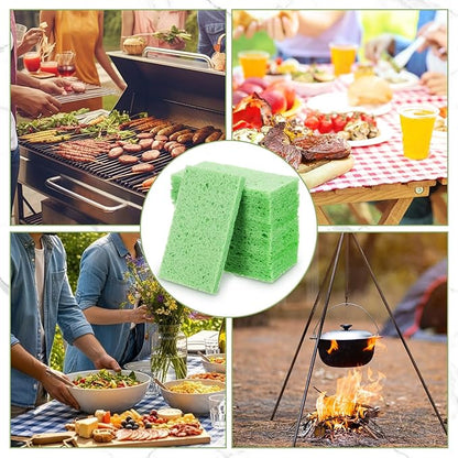 Zhengmy 48 Pieces Sponges Bulk Sponges Kitchen Compressed Sponge Natural Dish Sponge Compressed Wood Pulp Cleaning Without Scratching for Kitchen Bathroom, 3.9 x 2.4 x 0.12 Inch (Green)