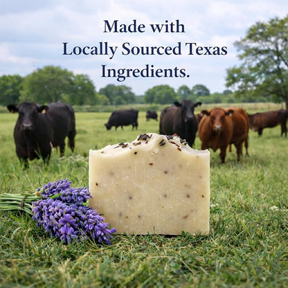 Goat Milk Soap Bar 3.5 oz + Free Soap Dish - Handmade Natural Face & Body Soap - Raw Goat Milk - Gift for Men & Women - No Dyes, Long-Lasting, Moisturizing for Sensative Skin (Lavender)