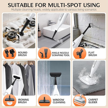 10-in-1 Steam Mop, Powerful Handheld Steam Cleaner for Home with 23FT Cord, Removable Water Tank, 266℉Deep Cleaning, 2 Steam Modes, Multi Purpose Steam Mop for Hardwood Floor, Laminate, Carpet