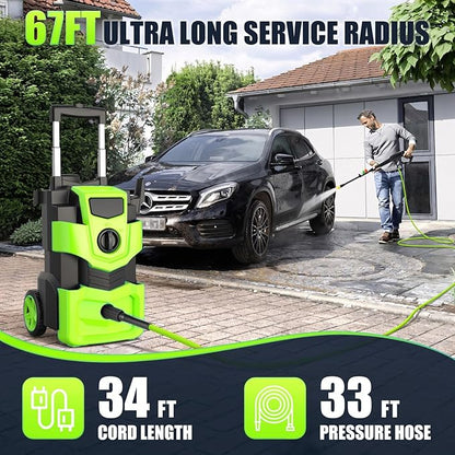 5000 PSI Professional Electric Pressure Washer,4.0 GPM Heavy Duty Power Washer with 4 Nozzles,Foam Cannon,33FT Hose and 500ml Soap Bottle for Home/Cars(Green)
