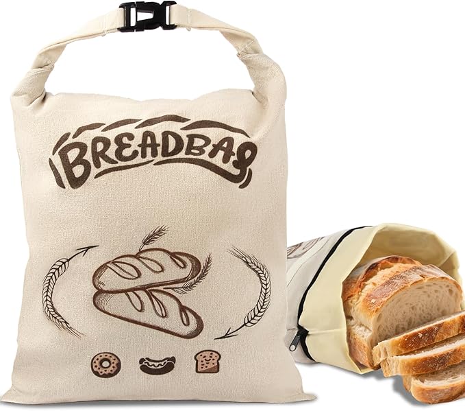 Beeswax Bread Bags for Sourdough – Large Size Sourdough Bread Bags – Reusable Beeswax and Linen Keep Fresh Longer, Sustainable and Washable (2 Pack)