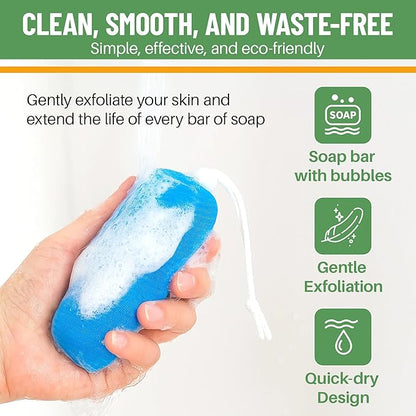Evelots Exfoliating Mesh Loofah Soap Pouches - 5 Pack - Bath, Shower Body Facial Cleaning Scrubbers - Removes Dead Skin - Hanging Cord - Extend The Life of Your Soap Bars