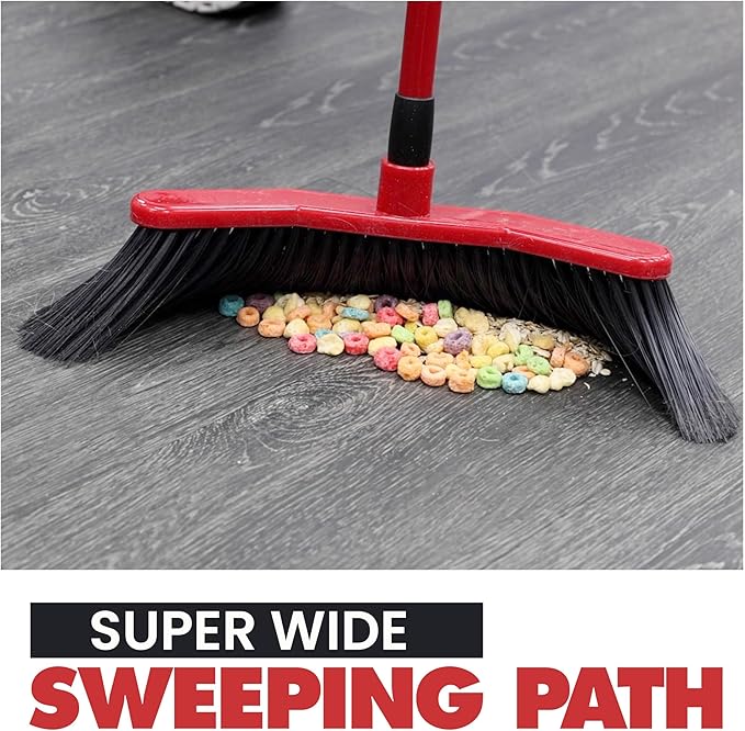 with Dustpan Combo Set – Pack of 2, 16" Curved Head, 52" Adjustable Telescopic Handle, Soft PVC Bristles, Indoor Outdoor Broom and Dustpan Set for Kitchen, Pet Hair, Dust & Debris