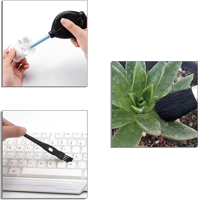 Keyboard Cleaning Kit - 1x Mini Brush, 1x Cleaning Brush, 1x Keyboard Cap Remover, 1x Air Blower and 1x Cleaning Cloth - Also for Laptops, Camera Lenses, Glasses - Home and Office