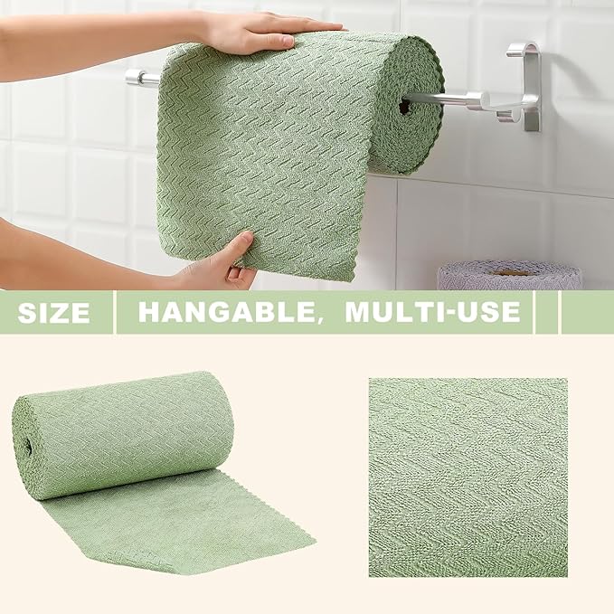 80 Pack Microfiber Cleaning Cloth Roll Reusable Paper Towels 12"x12" Tear Away Cloth,Absorbent Dish Rags for House Kitchen,Wash Cloths,Lint Free Rags for Window Cars Cleaning Supplies