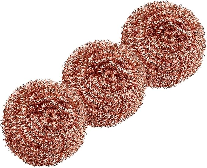 Copper-Plated Wire Sponge Balls 3-Pack, Sturdy Iron Wire Scourers For Effortless Cleaning Of Pots, Pans, Baking Trays, And Barbecue Grill Surfaces