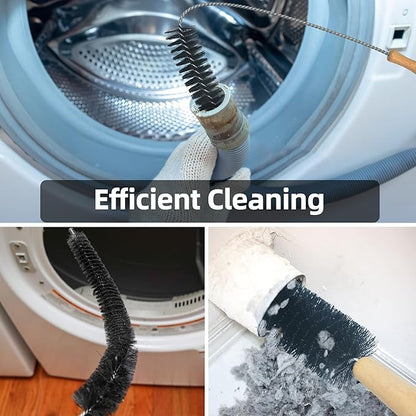 Dryer Lint Brush Vent Cleaner Kit,Included 1Pc 29.5" Refrigerator Coil Cleaning Brushes,2Pc Crevice Cleaning Brush and 1Pc 15" Dryer Vent Hose Cleaner, Washing Machine Cleaning Tools for Household