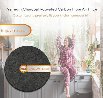 Premium Charcoal Activated Carbon Fiber Replacement Air Filter for Kitchen Compost Bin (10 Pack, Round 7.25")