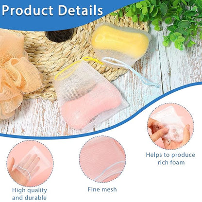 Mozeat Lens 20 PCS Exfoliating Mesh Soap Saver Pouch Bag Mesh Soap Bag Soap Handmade Soap Bubble Mesh Net Bags with Drawstring Mesh Foaming Net Soap Sack Bags for Bath & Shower, Colorful