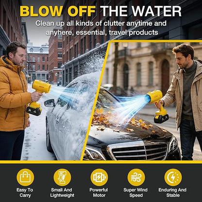 Cordless Leaf Blower Dust Cleaner Handheld Electric Air Duster Jet Dry Mini Blower Turbo Fan for Cars Computer Lawn Care, Patio Cleaning by 2PCS Batteries (Gold Yellow)