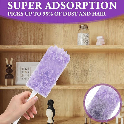 Dusters Refills 60 Count 360°Double-Sided Electrostatic Dusting Pads with Upgraded Thick Fibers, Disposable Duster Heads for Blinds Ceiling Fans Furniture Compatible with Swiffer Dusters（Purple）