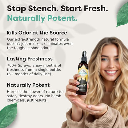 Lumi Outdoors Natural Shoe Deodorizer Spray & Odor Eliminator - Fresh Citrus Tea Tree Essential Oil Odor Eater