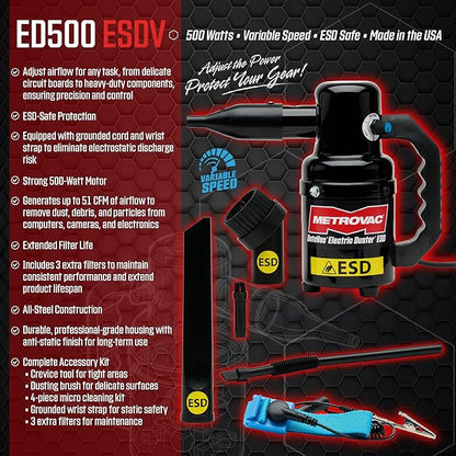 METROVAC ED-500-ESDV Variable Speed, Multi-Use Electronics and Computer Blower/Cleaner