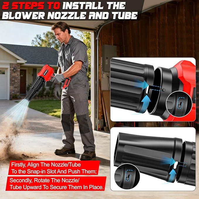 Cordless Leaf Blower Compatible for Milwaukee 18V Battery(NO Battery), Mini Turbo Jet Blower with 2 Nozzles, Lightweight & One-Hand Use, for Patio Garage Yard Cleaning Car Dryer(Tool Only)