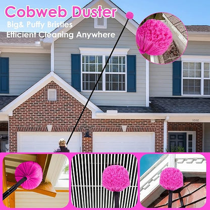 CALBEAU 8 Foot Dusters for Cleaning, Duster with Extension Pole, Microfiber Feather Duster Used for Cleaning Ceiling Fan, High Window, Blinds, Shutters, Sofa, Cobweb Duster for Home (12 PCS)