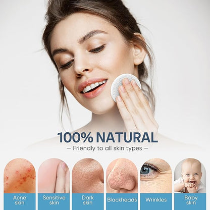 50-Count Compressed Facial Sponge, GAINWELL White Cellulose 100% Natural Cosmetic Spa Sponges for Facial Cleansing, Exfoliating Mask, Makeup Removal