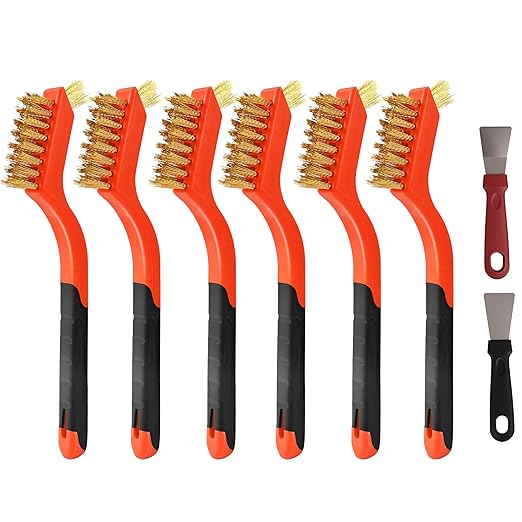 24 Pieces Brass Brush Set, Brass bristles for Cleaning Welding Slag and Rust,Scratch Brush with Mini Head & Hanging Hole for Everyday Cleaning