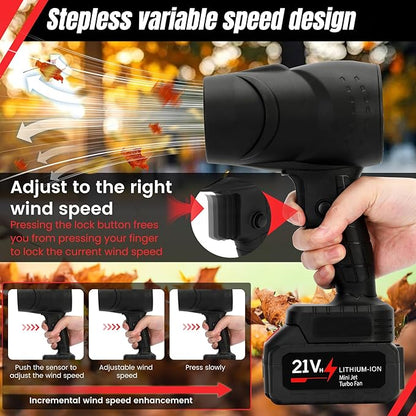 Cordless Handheld Leaf Blower with 2 x 4.0 Ah Batteries, 32000RPM Turbo Jet Blower, Small Leaf Blower for Deck, Garden, Patio, Portable Handheld Mini Turbine Drying Snow Blower Black