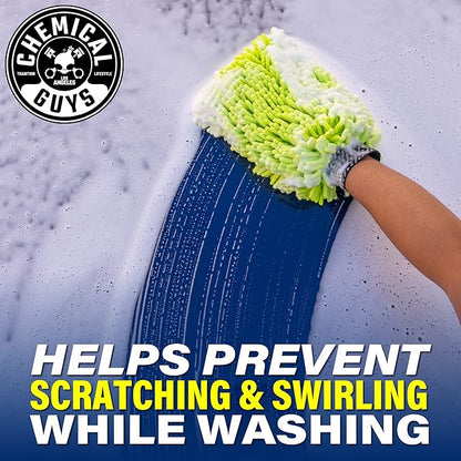 Chemical Guys MIC493 Chenille Premium Scratch-Free Microfiber Wash Mitt, Lime Green, 9.6" x 2.3" x 7" (Pack of 2)