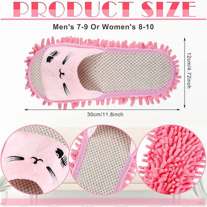 Wesiti 4 Pairs Washable Mop Slippers Microfiber Funny Mop Shoes Floor Cleaning Slippers for Women Home Floor(Novel,Pink, Nude)