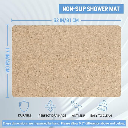 Hargiis Non Slip Bathtub Mat, Anti Slip Shower Mat, Quick Drying Bath Tub Mats, Foot Scrubber Mat, Anti Slip Mat for Tub, Floor, Bathroom, Home, Kitchen, Hotel (Beige 32"x17")