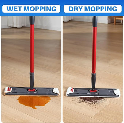 9 PCS Microfiber Mop Pads, Washable & Reusable Mop Pads Replacements for Wood Floor Compatible with Ocedar H2prO, Blue and White - 15.95" x 4.33"